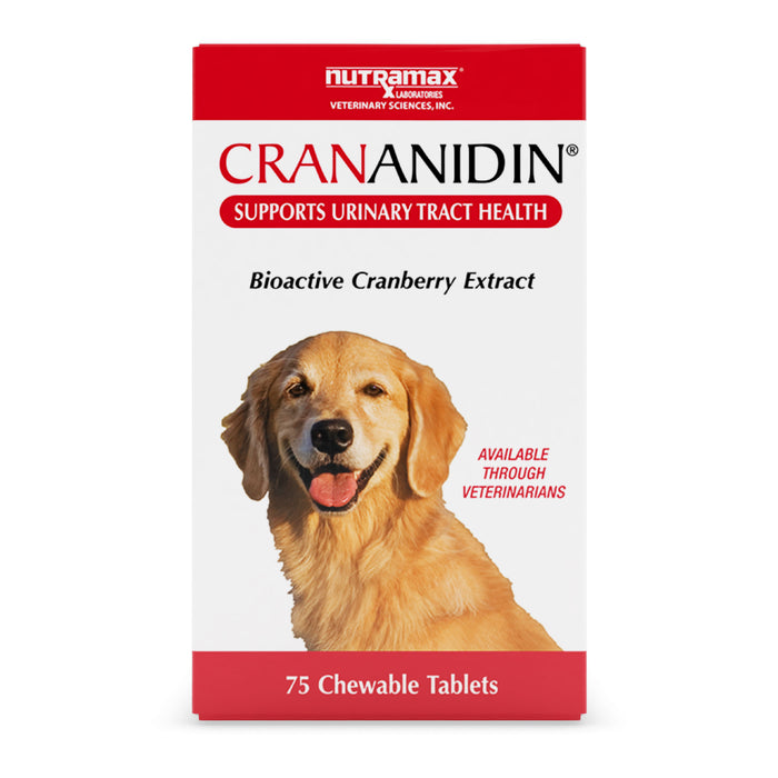 Nutramax Crananidin Cranberry Extract Urinary Tract Health Supplement for Dogs, 75 Chewable Tablets -   