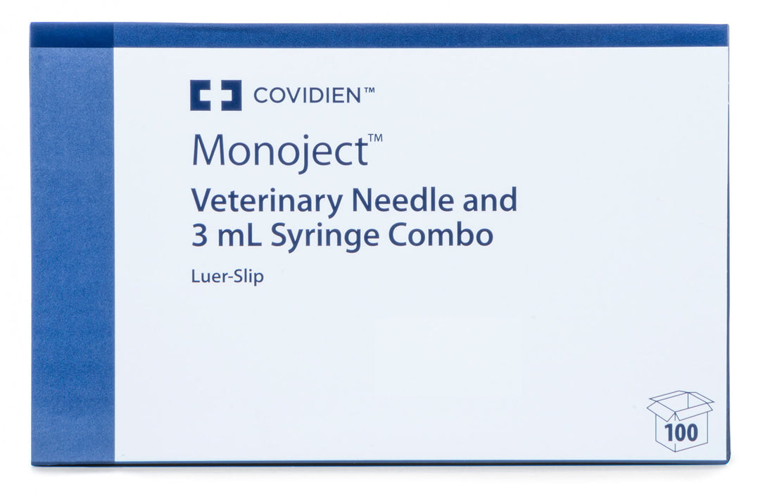 Ideal Luer Slip Syringe/Needle Combo, Boxes - 3 mL w/ 20 ga x 1 1/2" (100 count) - Monoject L.S. Syringe/Needle Combo  