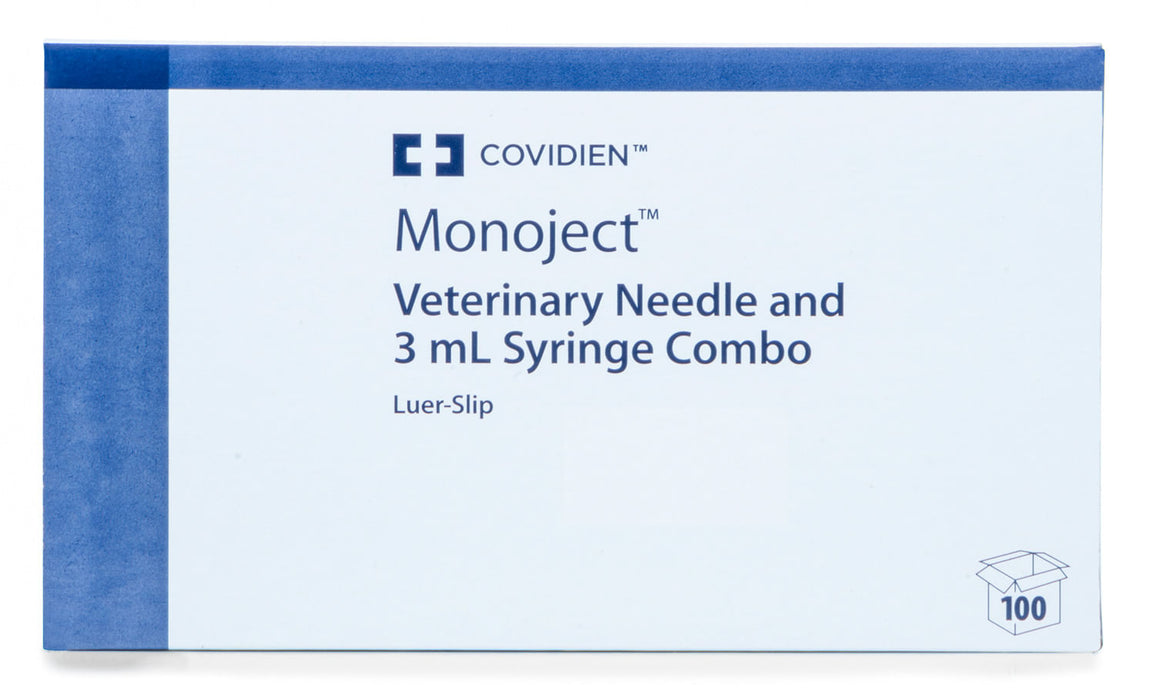 Ideal Luer Slip Syringe/Needle Combo, Boxes - 3 mL w/ 22 ga x 3/4" (100 count) - Monoject L.S. Syringe/Needle Combo  