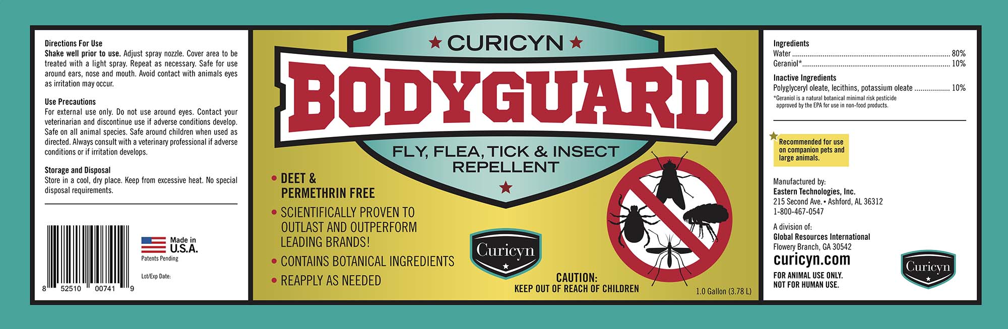 Curicyn's Bodyguard Fly, Flea, Tick and Insect Repellent - Curicyn's Bodyguard Fly, Flea, Tick and Insect Repellent, 1 gal  