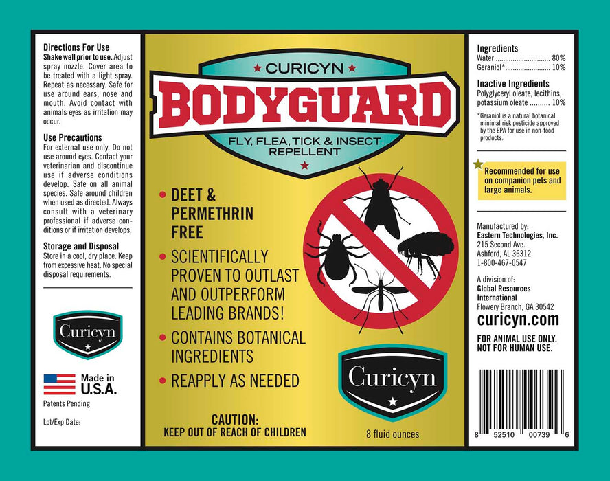 Curicyn's Bodyguard Fly, Flea, Tick and Insect Repellent - Curicyn's Bodyguard Fly, Flea, Tick and Insect Repellent, 8 oz  