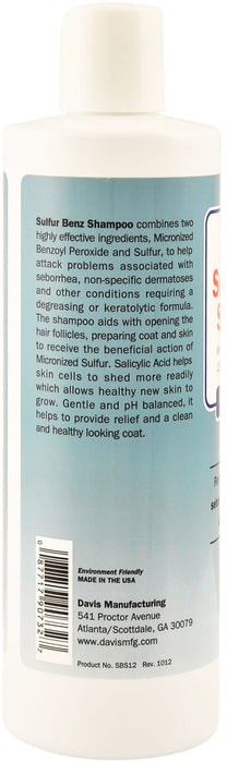 Davis Sulfur Benz (Benzoyl Peroxide) Shampoo - Sulfur Benz Shampoo, 12 oz  