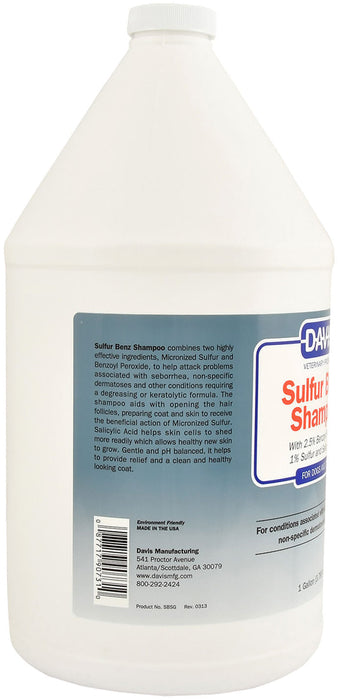 Davis Sulfur Benz (Benzoyl Peroxide) Shampoo - Sulfur Benz Shampoo, Gallon  