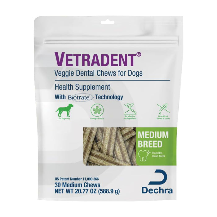 Vetradent Veggie Dental Chews for Dogs – Plaque & Tartar Control, Fresh Breath, Daily Oral Care Treats