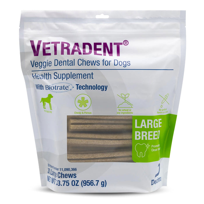 Vetradent Veggie Dental Chews for Dogs – Plaque & Tartar Control, Fresh Breath, Daily Oral Care Treats