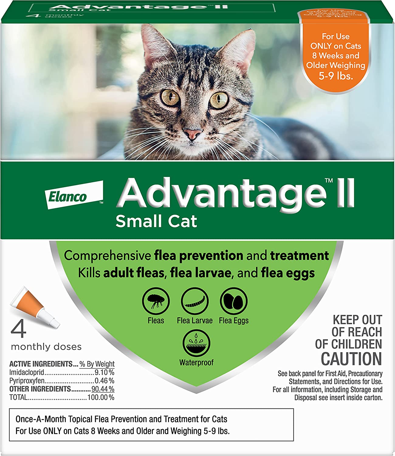 Advantage II for Cats - 4 pack, Advantage II for Small Cats (5-9 lbs)  