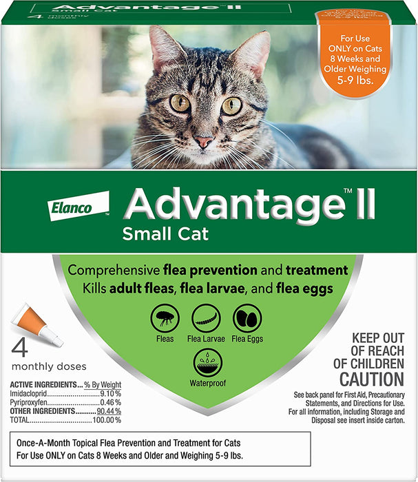 Advantage II for Cats - 4 pack, Advantage II for Small Cats (5-9 lbs)  