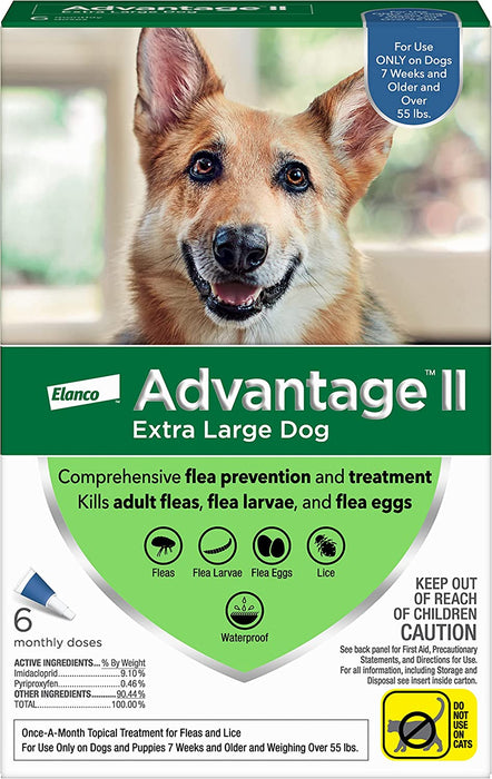 Advantage II for Dogs - 6 pack, Advantage II for XLarge Dogs (over 55 lbs)  