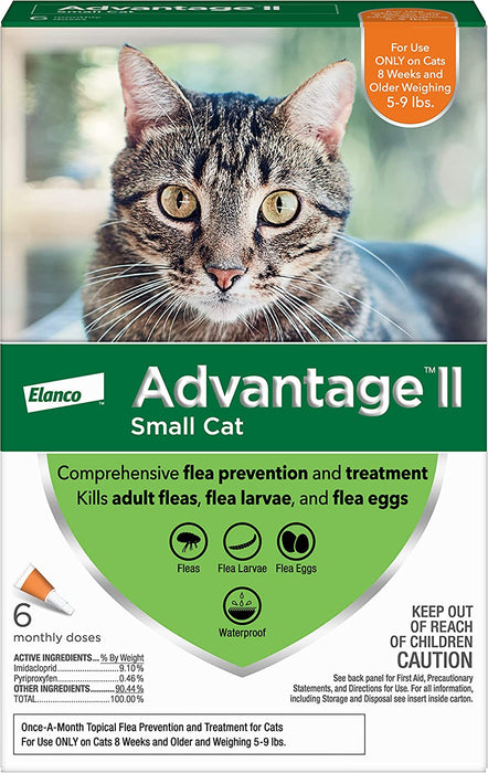 Advantage II for Cats - 6 pack, Advantage II for Small Cats (5-9 lbs)  