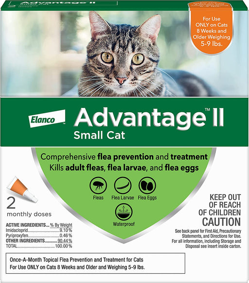 Advantage II for Cats - 2 pack, Advantage II for Small Cats (5-9 lbs)  