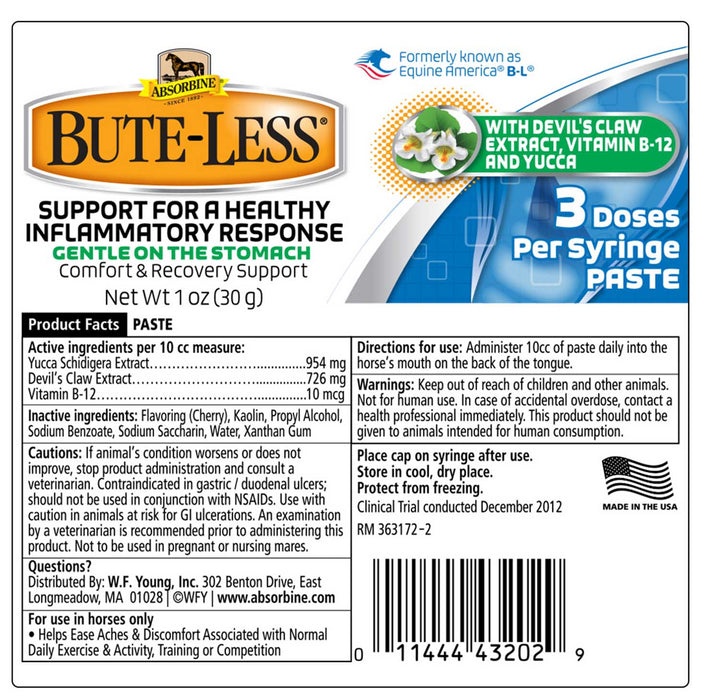 BUTE-LESS Solution - Absorbine Bute-Less Paste for Horses, 3-doses  