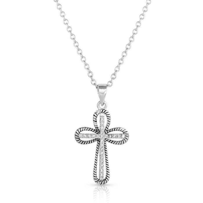 Expressive Faith Crystal Cross Necklace -   