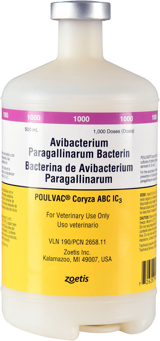 POULVAC Coryza ABC IC3 (Haemophilus Paragallinarum Bacterin), 500 mL - 1,000 Dose  