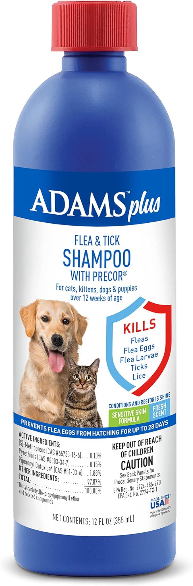 Adams Plus Flea & Tick Shampoo with Precor - 12 oz Adams Plus Flea & Tick Shampoo  