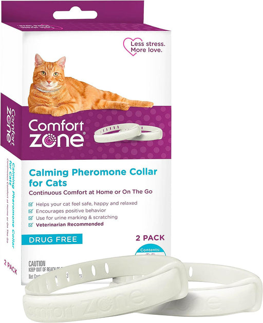 Comfort Zone Cat Calming Pheromone Collar, Anxiety & Stress Relief Aid, Breakaway Design, White - 2pk 2pk 