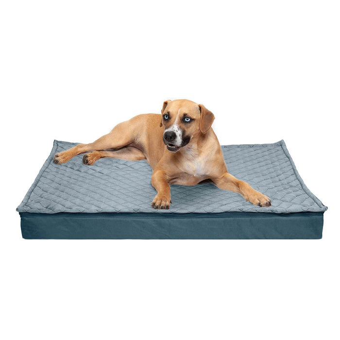 Deluxe Orthopedic Mattress Dog Bed, Quilt Top Convertible Indoor/Outdoor - Calm Blue  