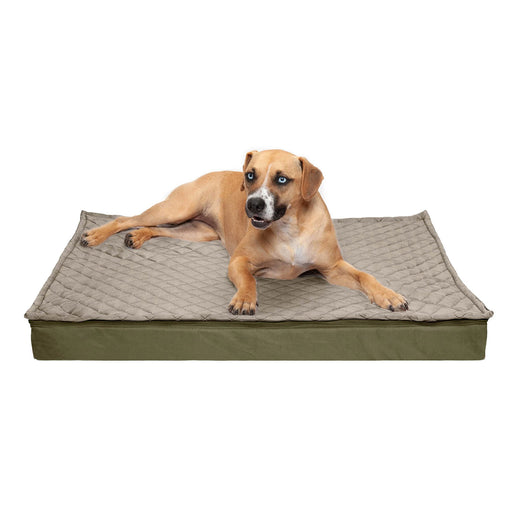 Deluxe Orthopedic Mattress Dog Bed, Quilt Top Convertible Indoor/Outdoor - Dark Sage  