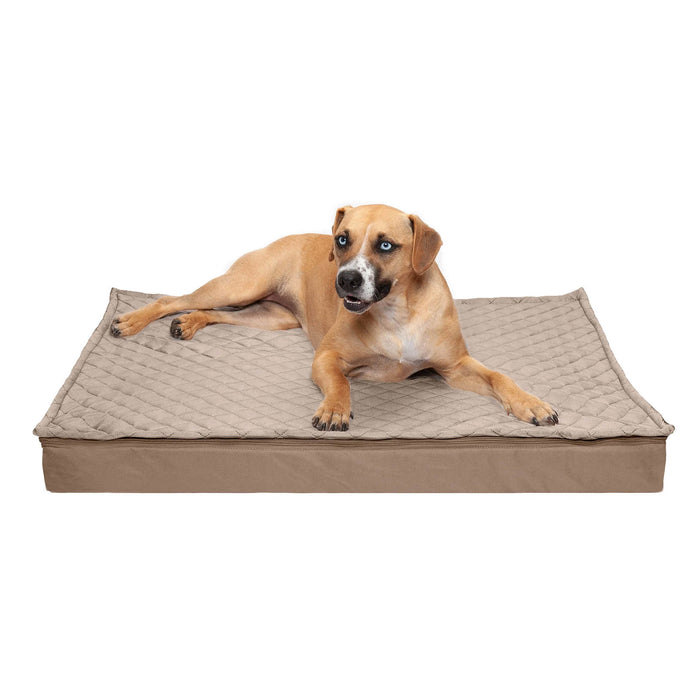 Deluxe Orthopedic Mattress Dog Bed, Quilt Top Convertible Indoor/Outdoor - Sand  