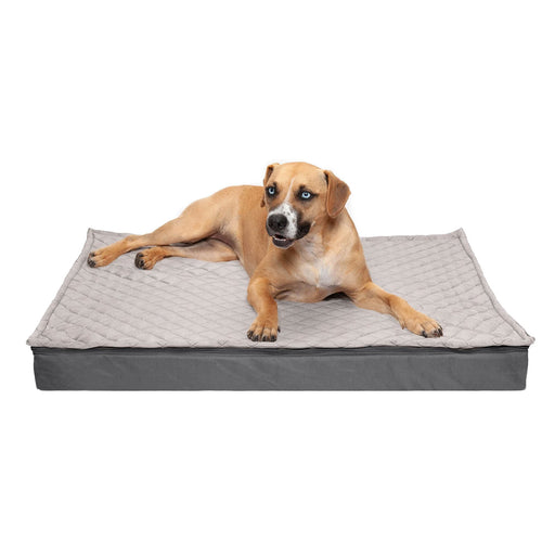 Deluxe Orthopedic Mattress Dog Bed, Quilt Top Convertible Indoor/Outdoor - Gray  