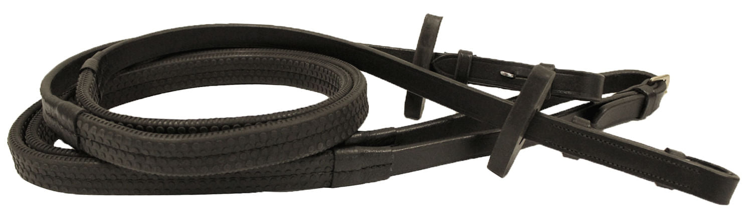 Rambo Micklem Rubber Reins, Black - Black  