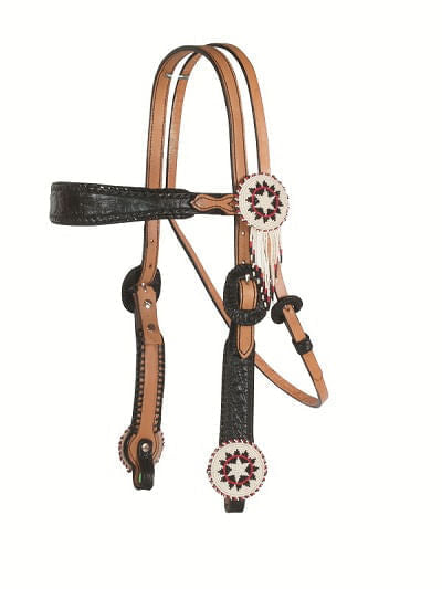 Alamo Saddlery Beaded Concho with Fringe Tack - Beaded Concho with Fringe Tack, Headstall  