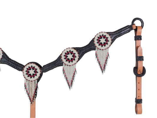 Alamo Saddlery Beaded Concho with Fringe Tack - Beaded Concho with Fringe Tack, Breast Collar  