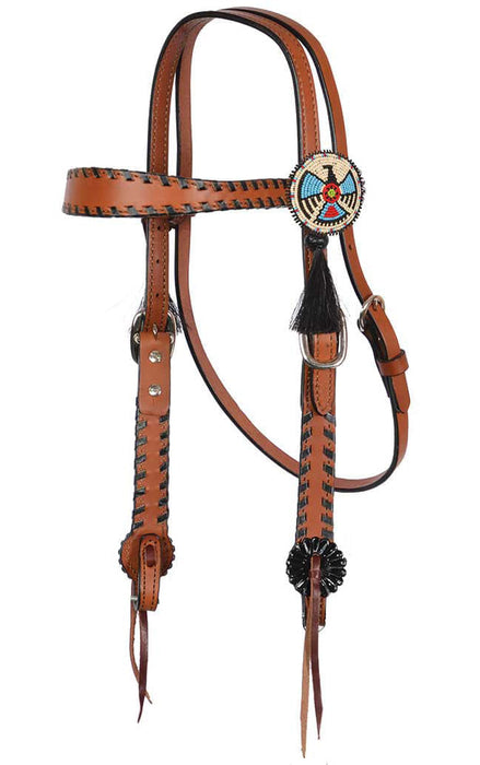 Alamo Saddlery Beaded Concho Tack - Beaded Concho Headstall  