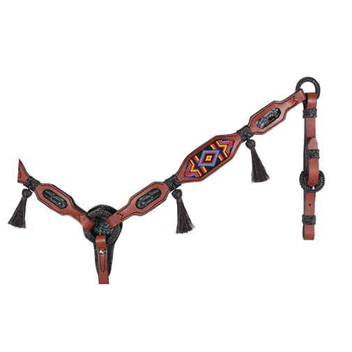 Alamo Saddlery Multi Color Diamond Inlaid Beaded Tack - Multi Color Diamond Inlaid Beaded Breast Collar  