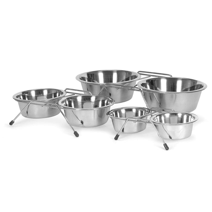 Jeffers Low Profile Stainless Steel Double Diner Pet Bowls