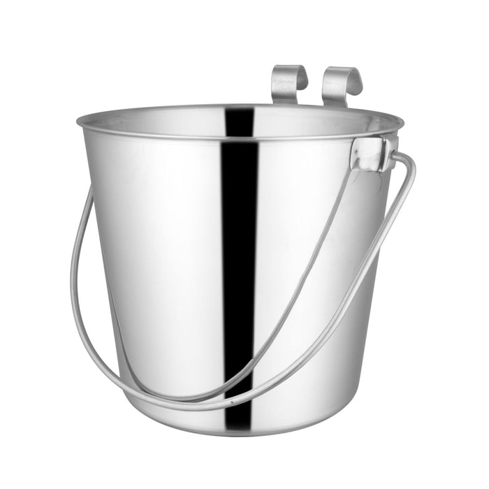 Stainless Steel Flat-Sided Pails - 4 Quart SS Flat Sided Pail, (2 hooks)  