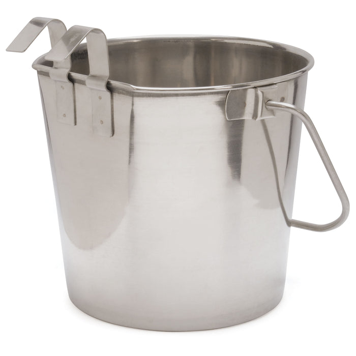 Stainless Steel Flat-Sided Pails - 4 Quart SS Flat Sided Pail, (2 hooks)  