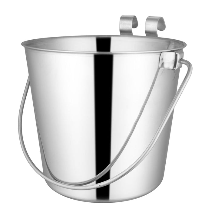 Stainless Steel Flat-Sided Pails - 6 Quart SS Flat Sided Pail, (2 hooks)  