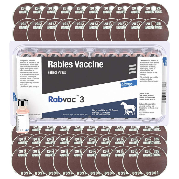 Rx RabVac 3 Rabies Vaccine Kit with Tags for Dogs, Cats, & Horses