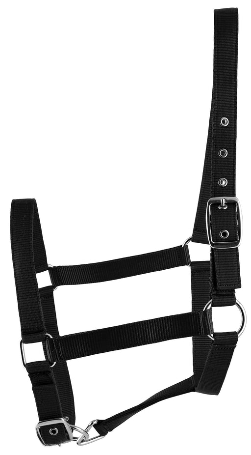 Jeffers Adjustable Nylon Full Size Horse Halter - Black  