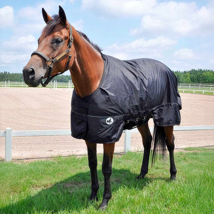 Jeffers Supreme Plus 1680 Denier Heavy Weight Horse Turnout Blanket, 360 gram fill, Black