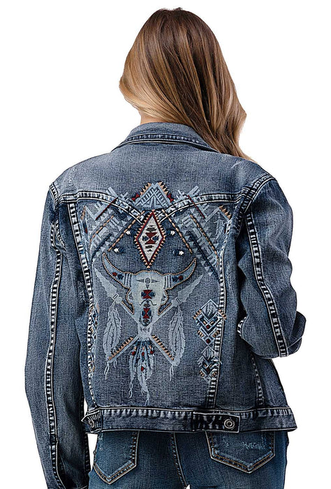 Grace in LA Steer Head Denim Jacket - Medium  