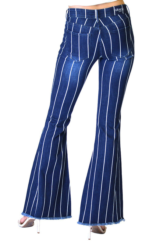 Grace in LA Stripe Flare Jeans - 29  