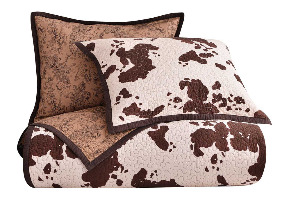 Elsa Cowhide Reversible 3 Piece Quilt Set - King  