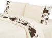 Cowhide 4 Piece Sheet Set, 100% Cotton 350 Thread Count - Cream Queen 