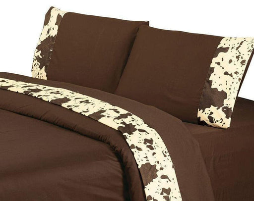 Cowhide 4 Piece Sheet Set, 100% Cotton 350 Thread Count - Chocolate Full 