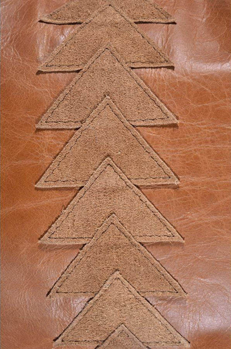 Arrow Genuine Leather Tasseled Throw Pillow - Brown  