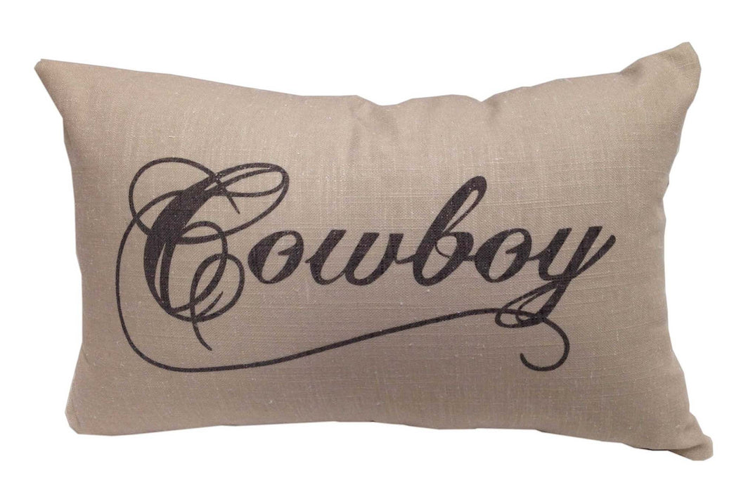 Cowboy 12 x 9 inch Linen Lumbar Pillow - Tan  