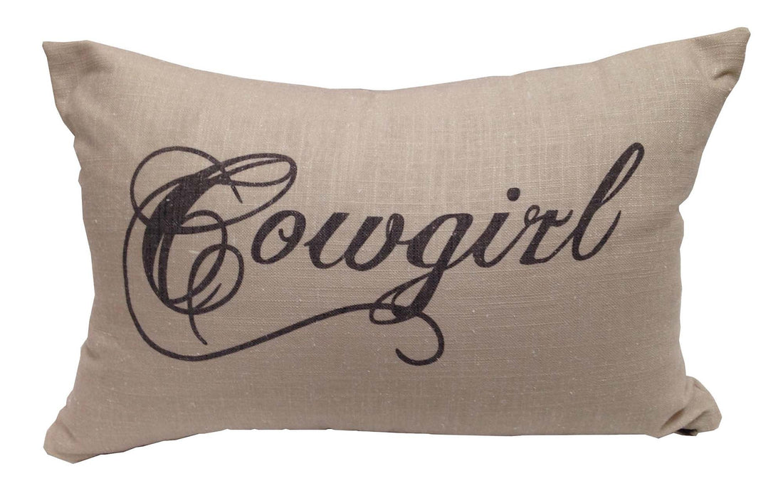 Cowgirl 12 x 19 inch Linen Lumbar Pillow - Tan  