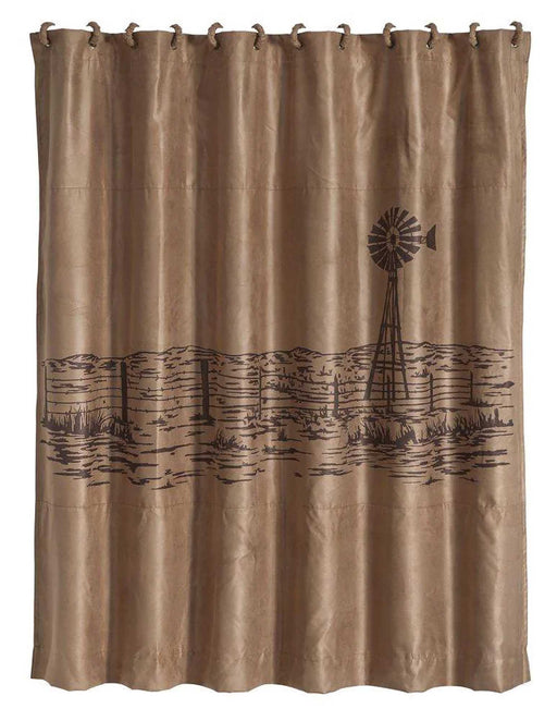 Jasper Embroidered Landscape Shower Curtain - Mocha  