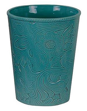 Savannah Ceramic Wastebasket, Turquoise - Turquoise  