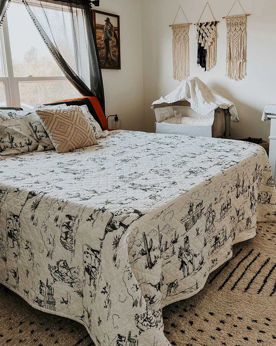 Ranch Life Western Toile Reversible Quilt Set - King  