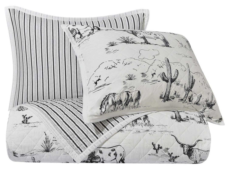 Ranch Life Western Toile Reversible Quilt Set - King  