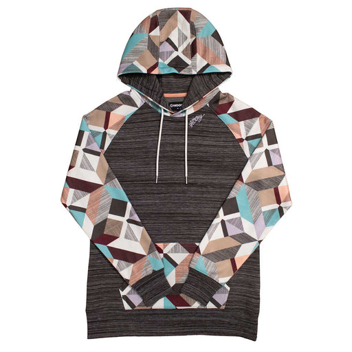 Hooey Summit Ladies Hoodie, Brown Space Dye & Multi Geometric - XXLarge  