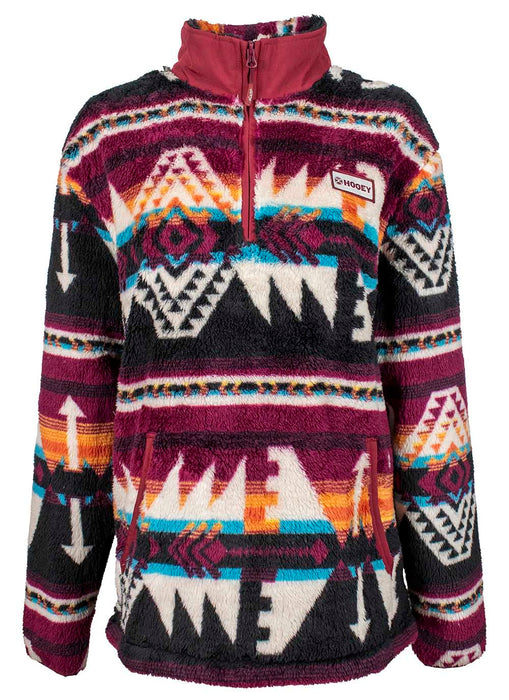 Hooey Black/Burgundy/Aztec Fleece Pullover - Medium  