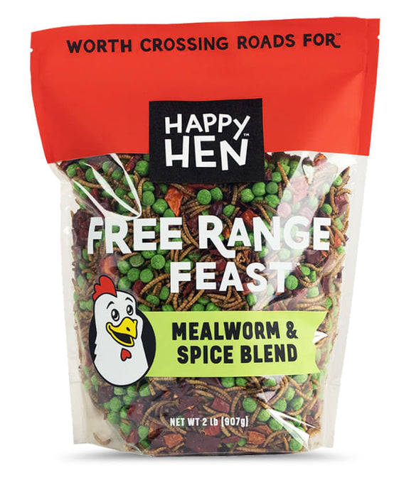 Happy Hen Free Range Feast Mealworm Blends for Chickens, 2 lb - Free Range Feast, Mealworm & Spice Blend, 2 lb  